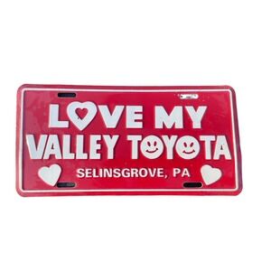 Love My Valley Toyota Dealer License Plate Selinsgrove PA 1980s